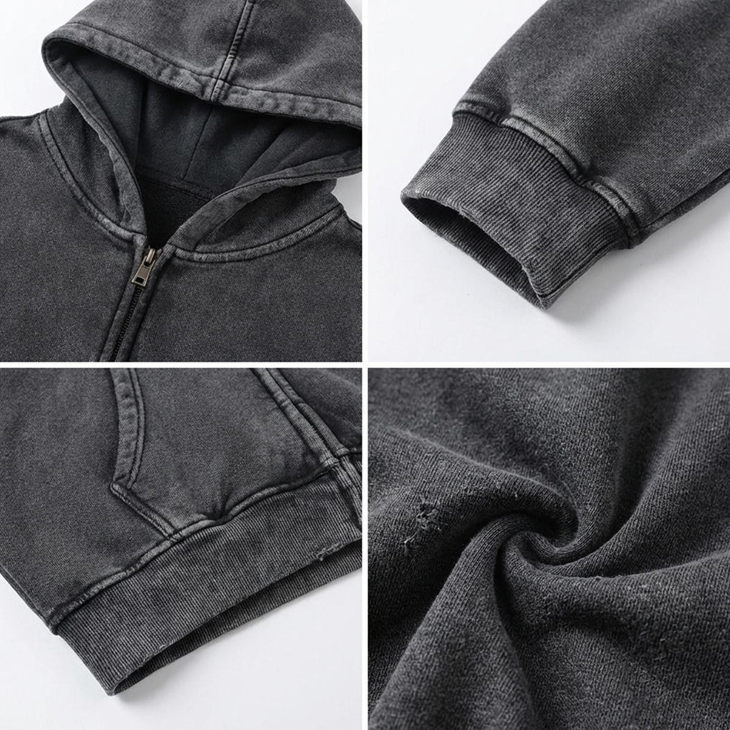 DAMAGED GOODS Vintage Wash Zip Hoodie