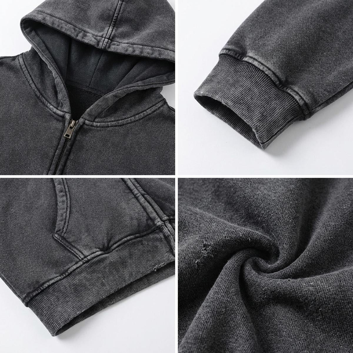DAMAGED GOODS Vintage Wash Zip Hoodie