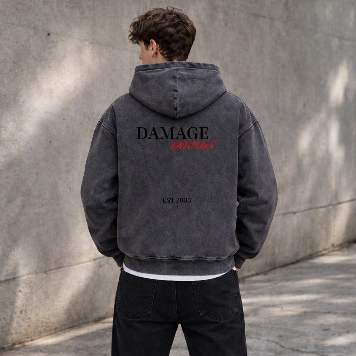 DAMAGED GOODS Vintage Wash Zip Hoodie