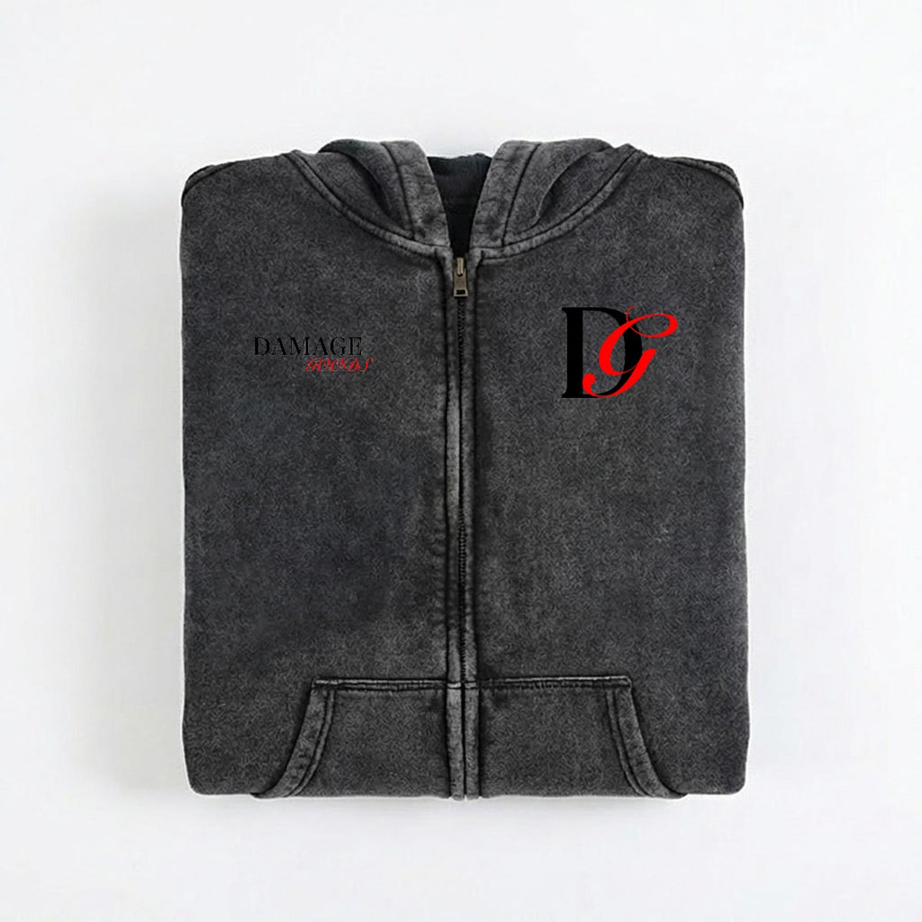 DAMAGED GOODS Vintage Wash Zip Hoodie