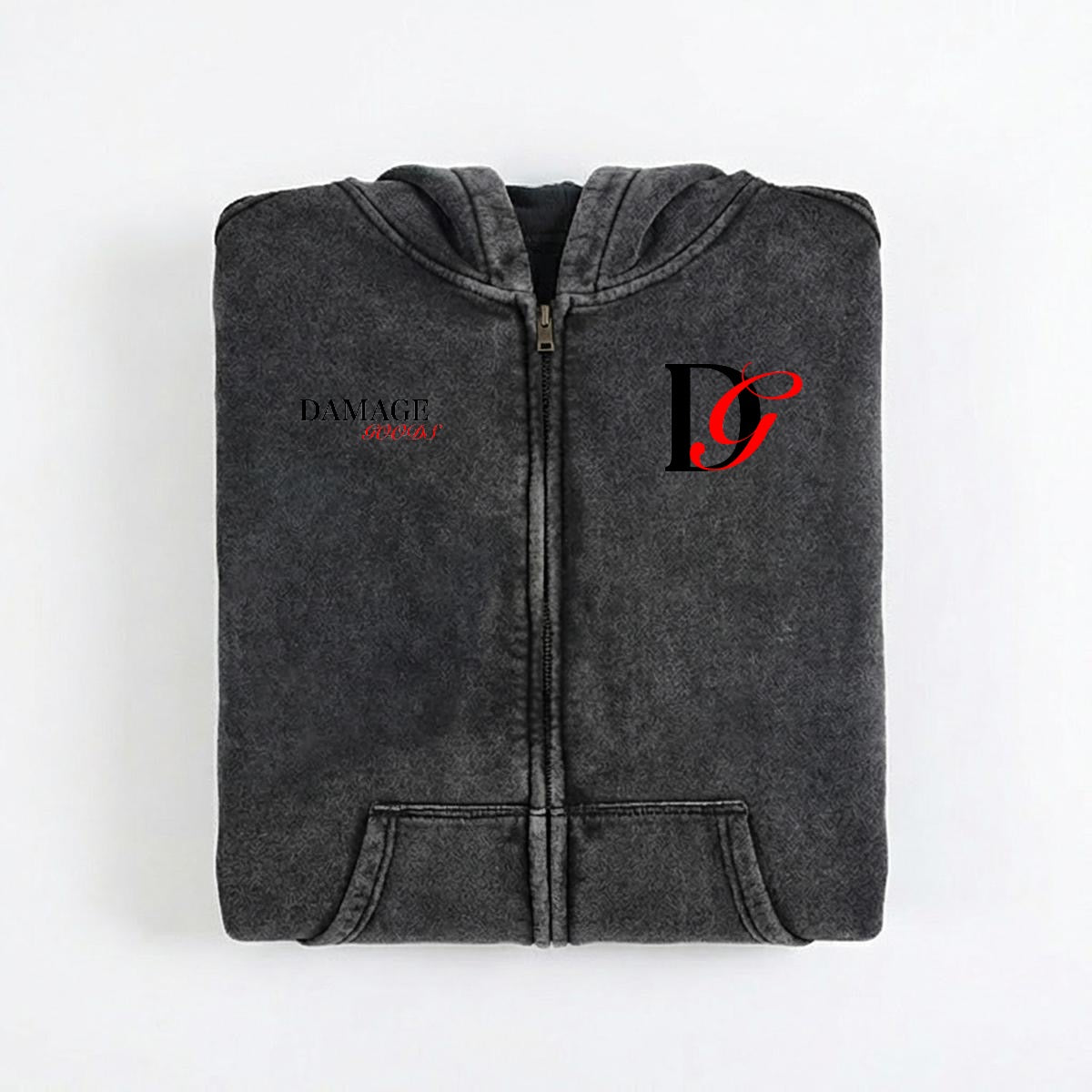 DAMAGED GOODS Vintage Wash Zip Hoodie