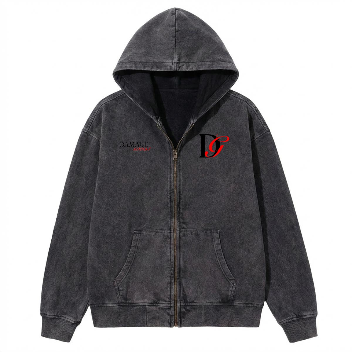 DAMAGED GOODS Vintage Wash Zip Hoodie